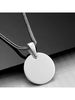 Inure Jewelry Gümüş Yuvarlak Plaka Kolye