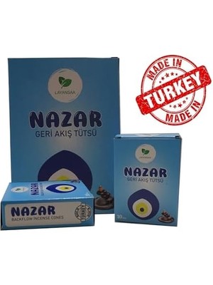 Expresstore Layansaa Nazar Boncuğu - Evil Eye Bead - Meditasyon/perfumed Meditation Özel Aromalı Special Geri Akış Normal Boy Backflow Hd Meditation Özel Aromalı Cones Konik Tütsü Paket 10 Adet