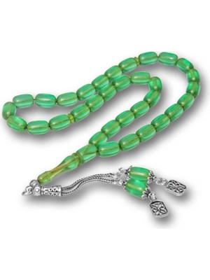 Inure Jewelry Gümüş Püsküllü Kapsül Kesim Sıkma Kehribar Tesbih