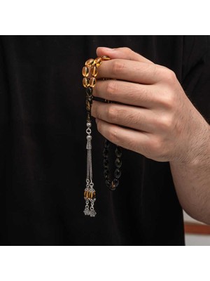 Inure Jewelry Gümüş Püskül Sıkma Kehribar Tesbih