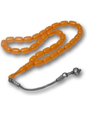 Inure Jewelry Gümüş Top Kazaz Püsküllü Kapsül Kesim Sıkma Kehribar Tesbih