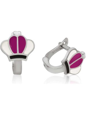 Inure Jewelry Gümüş Erguvan Taç Çocuk Küpesi