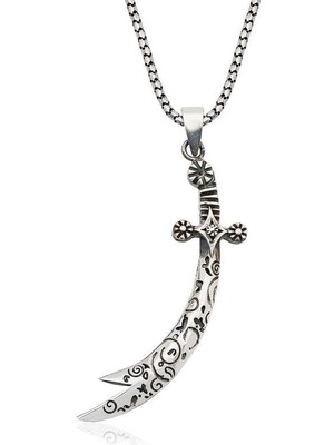 Inure Jewelry Gümüş Desenli Zülfikar Kılıcı Kolye