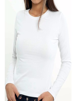 Elit Kadın Siyah Uzun Kollu Body 2'li Paket 2203-BEYAZ-L