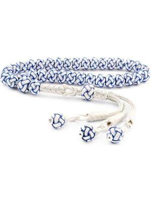 Inure Jewelry Gümüş Mavi Beyaz Kazaziye Tesbih