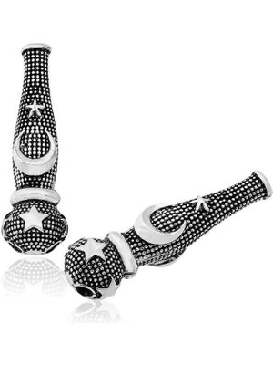 Inure Jewelry Gümüş Nokta Işlemeli Ayyıldız Motifli Tesbih Imamesi