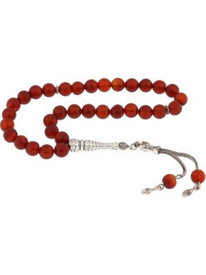 Inure Jewelry ​doğaltaş Metal Püsküllü Bordo Akik Taşlı Tesbih