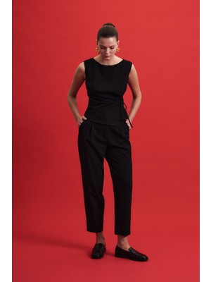 Sateen Lena Havuç Pantolon - Siyah