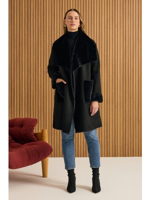 Aker Siyah Içi Kapitone Kürk Mont