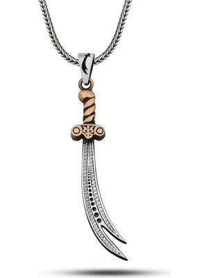 Inure Jewelry Gümüş Desenli Zülfikar Kılıcı Erkek Kolye