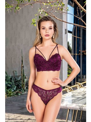 Nurteks Desteksiz Sütyen Külot Takımı 95B - Bordo