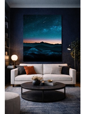 Artease Yıldızlı Gökyüzü ve Dağlar Kanvas Tablo