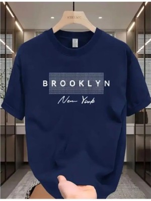 Punix Özel Seri Brooklyn Baskılı Ter Tutmayan Tam Yazlık Büyük Beden Erkek T-Shırt