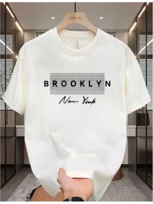 Punix Özel Seri Brooklyn Baskılı Ter Tutmayan Tam Yazlık Büyük Beden Erkek T-Shırt