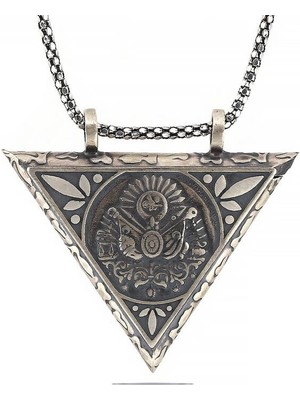 Inure Jewelry Gümüş Üçgen Içi Açılabilen Osmanlı Arma Muskalık Kolye