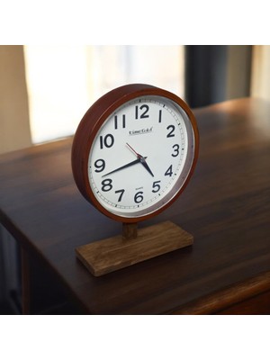 Time Gold Eskitme Ahşap Ayaklı Plastik Gövdeli Masa Saati Sessiz Akar Saniye