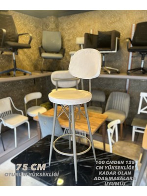 Yeni Dolce Bar Sandalyesi Ekru Babyface Kumaş,cappucino.75 cm Oturum Yüksekliği