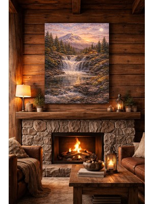 Artease Şelale ve Dağ Manzarası Kanvas Tablo