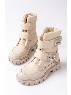 Kız Çocuk Siyah Cırtlı Paraşüt Kumaş Su Geçirmez Kaydırmaz Taban Bot