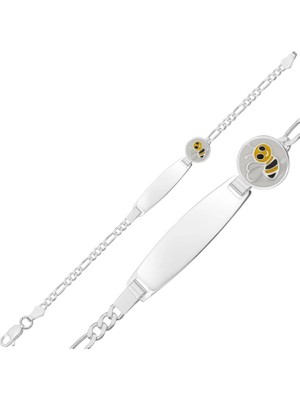 Inure Jewelry Kişiye Özel Arı Figürlü Gümüş Çocuk Künyesi