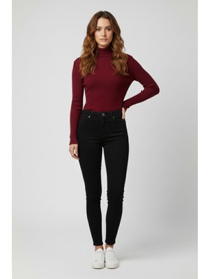 Zuzudan Kadın Bordo Boğazlı Triko Kazak