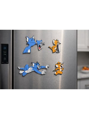 Nana Art Kedi & Fare Temalı Eğlenceli Magnet Seti- 4’ Lü