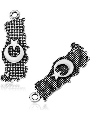 Inure Jewelry ​gümüş Ay Yıldız Motifli Türk Bayrağı Tesbih Püskülü