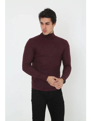 Glam Love Tam Boğazlı Fitilli Likrali Koşkorse Badi - Bordo