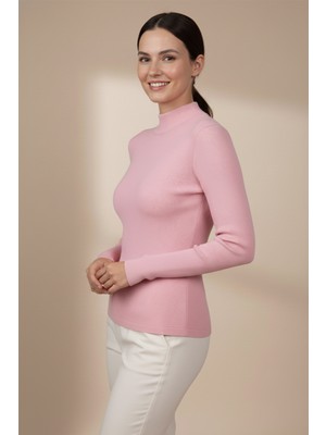 Zuzudan Kadın Pembe Balıkçı Yaka Kazak