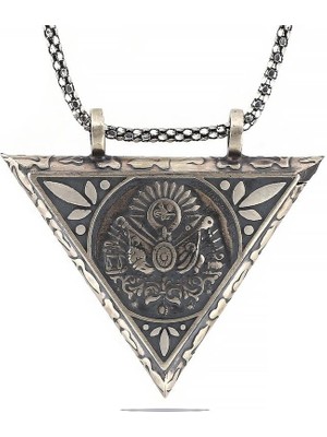 Inure Jewelry Gümüş Üçgen Içi Açılabilen Osmanlı Arma Muskalık Kolye