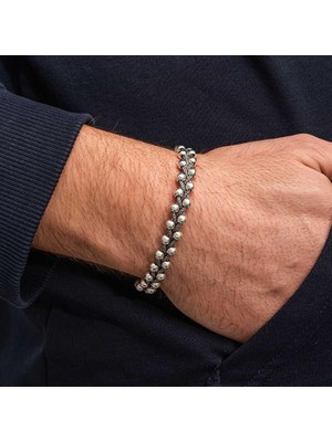 Inure Jewelry Gümüş Oksitli Toplu Erkek Bileklik
