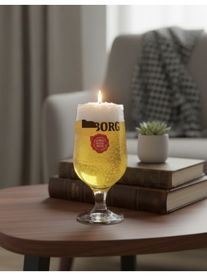 Deniz Kuzey Design Amber Kokulu Bira Bardağı Tasarımlı Dekoratif Jel Mum - Hediyelik Özel Tasarım (500GR)