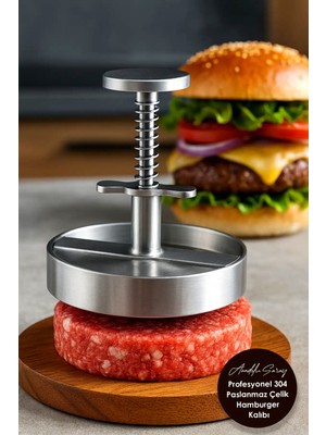 Dies 12 cm Profesyonel 304 Çelik Hamburger ve Köfte Şekillendirici Köfte Kalıbı Hamburger Pres Aparatı Elde Yıkama