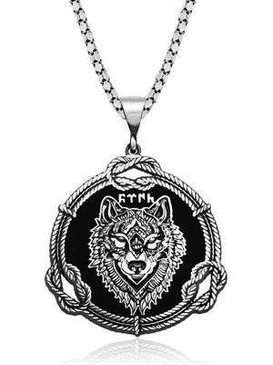 Inure Jewelry Gümüş Kurt Motifli Göktürkçe Türk Yazılı Kolye