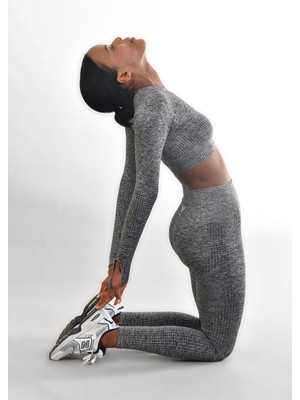 gymphoenix Milano Gri Uzun Kol Tayt Takım