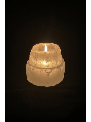 Pozitif Doğal Taş Doğal Beyaz Selenit Tealight Mumluk 44