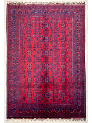 El Dokuma Orijinal Afgan Halı Bilicik Desenli 6 Metre Kare Kök Boya