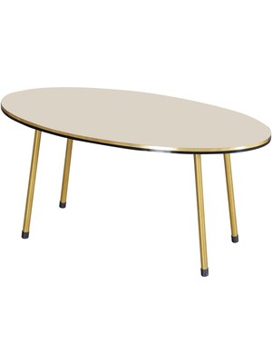 Orta Sehpa Krem Elips Metal Ayak Çift Gold