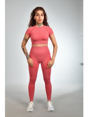 gymphoenix Milano Kırmızı Kısa Kol Tayt Takım