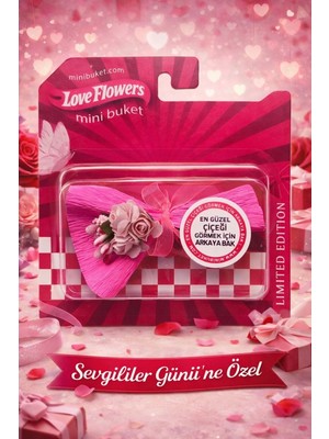 Mini Buket Love Flowers – Yenilenen Tasarım, Sevgiliye Anlamlı Hediye (Aynalı)
