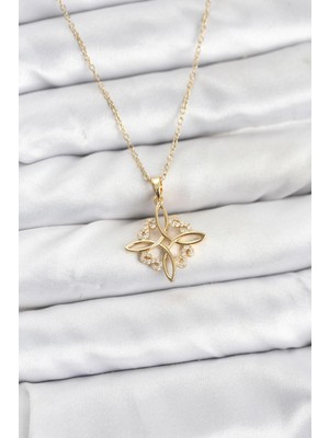 Shopwave 316L Çelik Zincir Gold Renk Sonsuzluk Model Zirkon Taşlı Kadın Kolye - TJ-BKO10873