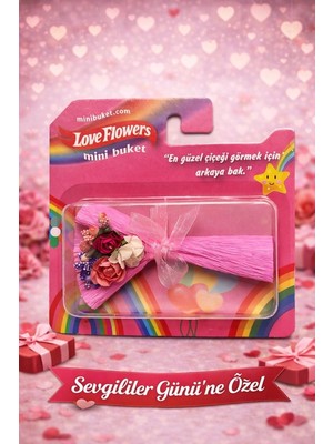Mini Buket Love Flowers – Yenilenen Tasarım, Sevgiliye Anlamlı Hediye (Aynalı)