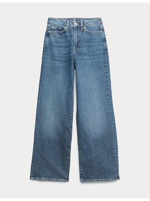 Marks & Spencer Yüksek Bel Taş Detaylı Geniş Paça Jean