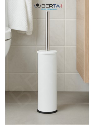 Berta Hijyen Tuvalet Fırçası Klozet Fırçası Dekoratif Wc Fırçası Düz Kapak Paslanmaz Çelik