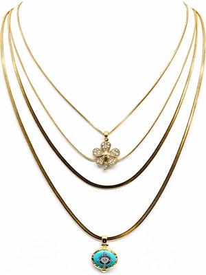 Venüs Design Çelik Çoklu Kolye Seti