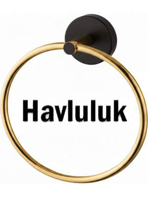 Tesitay Yuvarlak Havluluk Siyah Gold Renk