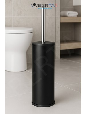 Berta Hijyen Tuvalet Fırçası Klozet Fırçası Dekoratif Wc Fırçası Düz Kapak Paslanmaz Çelik