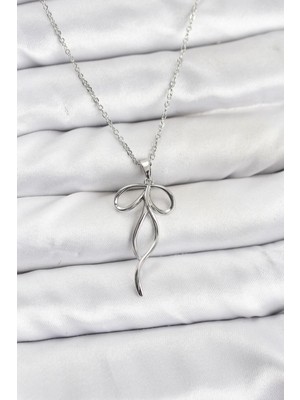 Shopwave 316L Çelik Zincir Gümüş Renk Fiyonk Model Kadın Kolye - TJ-BKO10868