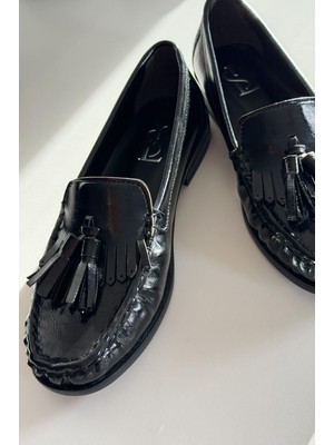 I Love Shoes Renard Kadın Loafer Siyah Kırışık Rugan