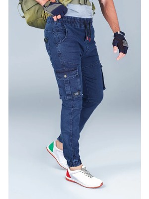 Modacix Kot Lacivert – Erkek Kot Jogger - Beli Lastikli Kargo Pantolon Fermuarsız